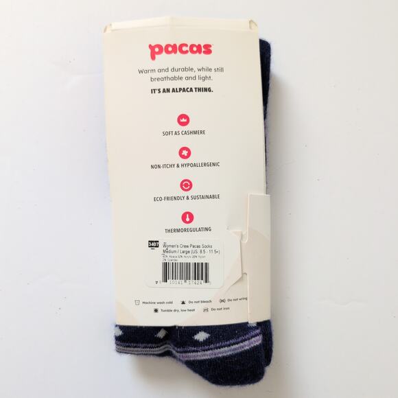 Pacas Alpaca Socks Women's M/L US 8.5-11.5 Soft Purple/Blue Holiday Soft Cozy - Picture 3 of 4